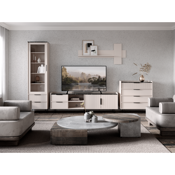 Тумба RTV Фреско RTV2D2S кашемир / темный мрамор ВМК (БРВ) Украина